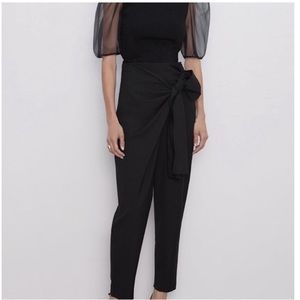 ZARA High Waist Wrap Trousers With Bow Women's Size XXL